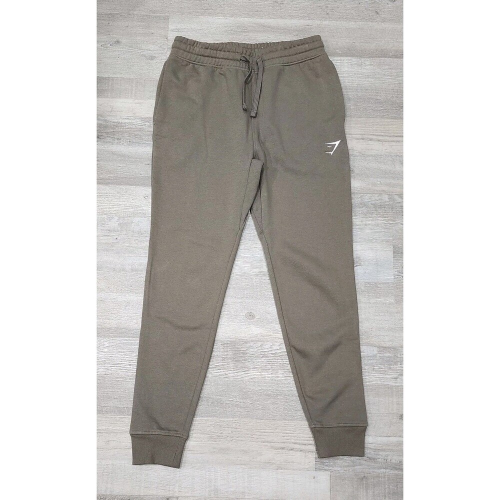 Gymshark Crest Joggers Men's Brownish Olive Green Slim Fit Sweatpants Size Small